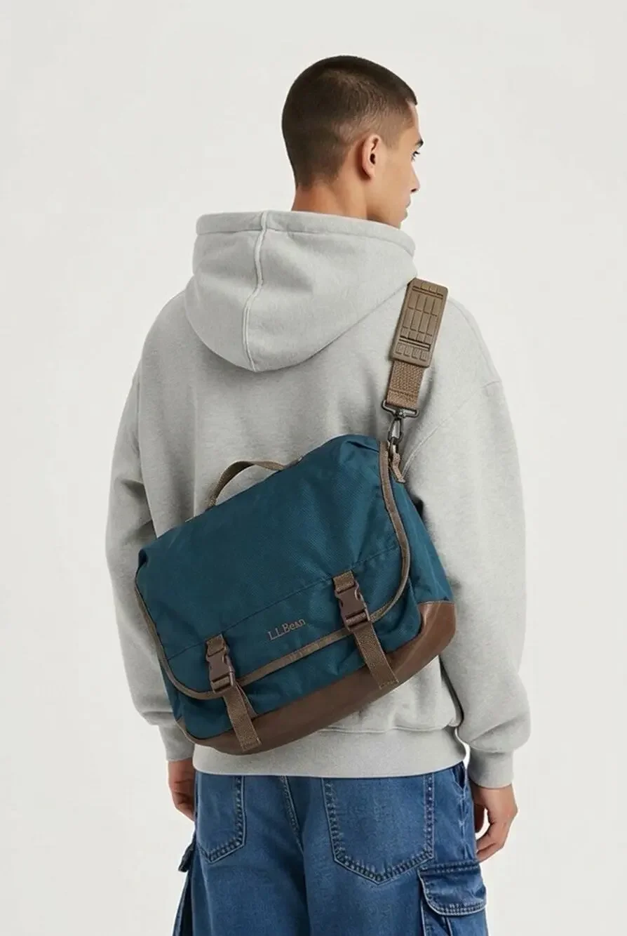 L.L. Bean #895 Campus Haver Sack Mens Messenger Bag Blue/Brown